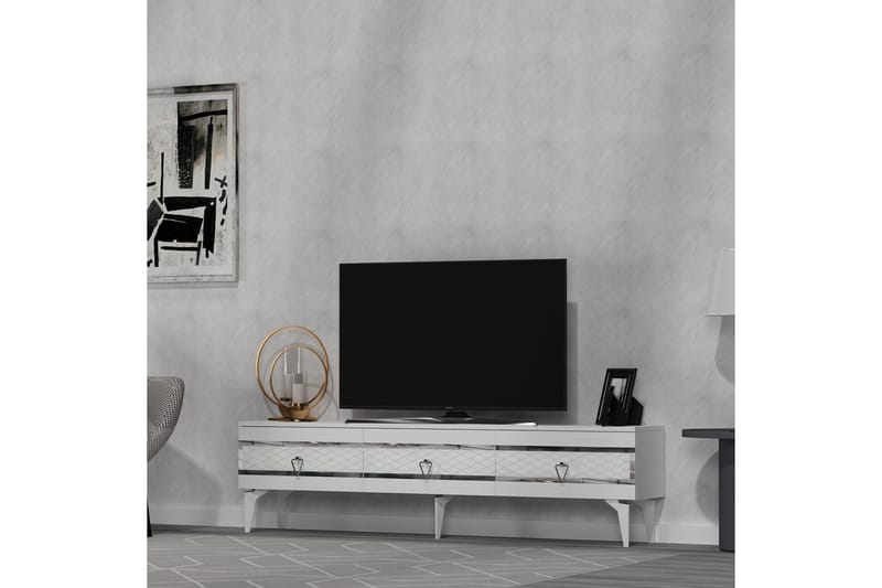 Ipek Tv-bänk 180 cm Vit/Silver - Möbler - Vardagsrum - Tv-möbler & mediamöbler - Tv-bänkar