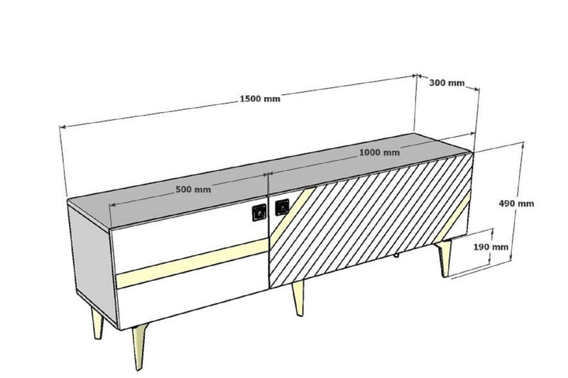 Iris  Tv-bänk 150 cm Antracit/Guld - Möbler - Vardagsrum - Tv-möbler & mediamöbler - Tv-bänkar