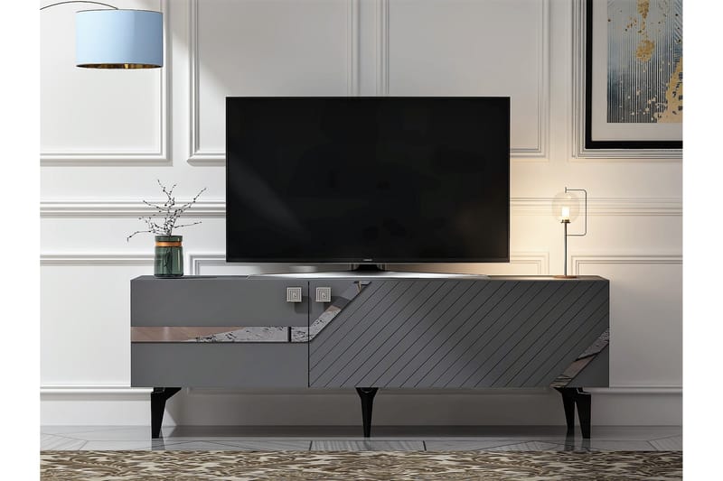 Iris  Tv-bänk 150 cm Antracit/Silver - Möbler - Vardagsrum - Tv-möbler & mediamöbler - Tv-bänkar