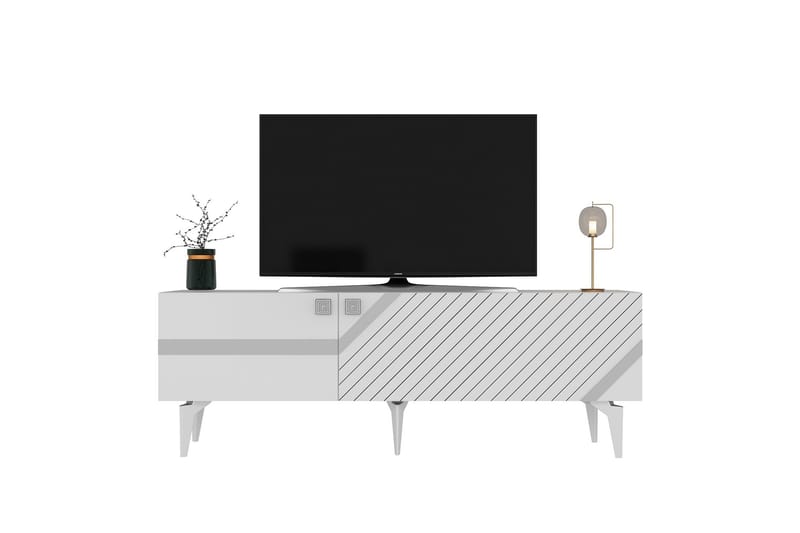 Iris  Tv-bänk 150 cm Vit/Silver - Möbler - Vardagsrum - Tv-möbler & mediamöbler - Tv-bänkar