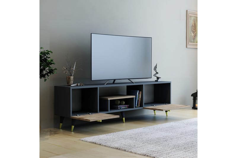 IRMA Tv-bänk 150x29,6 cm Brun/Svart - Möbler - Vardagsrum - Tv-möbler & mediamöbler - Tv-bänkar