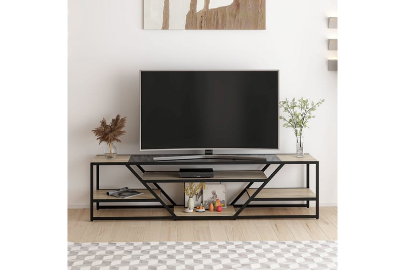 LANESTER Tv-bänk 180 cm Svart - Möbler - Vardagsrum - Tv-möbler & mediamöbler - Tv-bänkar