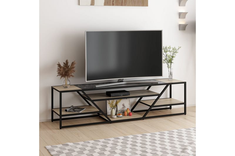 LANESTER Tv-bänk 180 cm Svart - Möbler - Vardagsrum - Tv-möbler & mediamöbler - Tv-bänkar