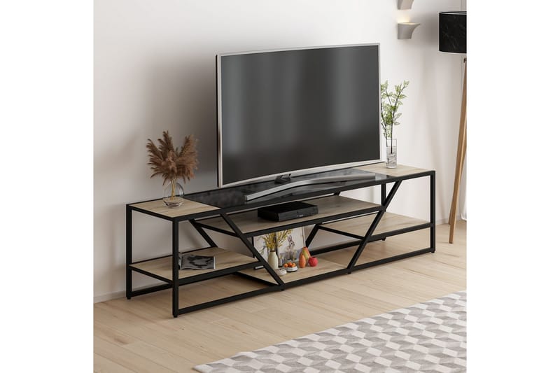 LANESTER Tv-bänk 180 cm Svart - Möbler - Vardagsrum - Tv-möbler & mediamöbler - Tv-bänkar