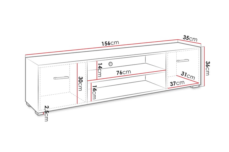 Lindesberg Tv-bänk 156 cm Vit - Möbler - Vardagsrum - Tv-möbler & mediamöbler - Tv-bänkar