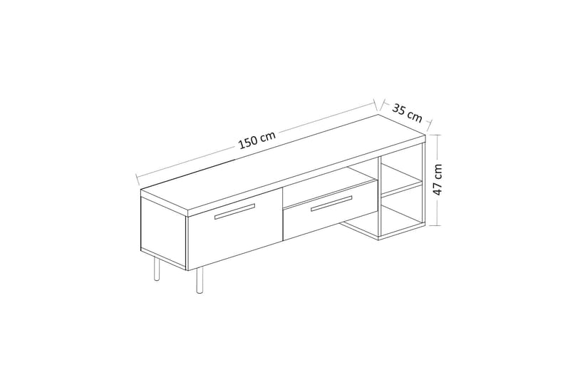 LUCYANA Tv-bänk 150 cm Vit/Guld - Möbler - Vardagsrum - Tv-möbler & mediamöbler - Tv-bänkar