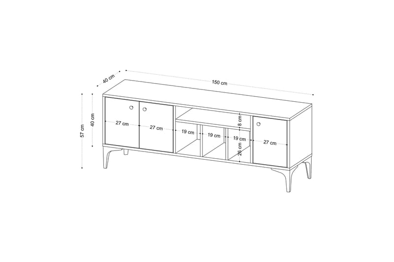 LUNA Tv-bänk 150x40 cm Brun - Möbler - Vardagsrum - Tv-möbler & mediamöbler - Tv-bänkar