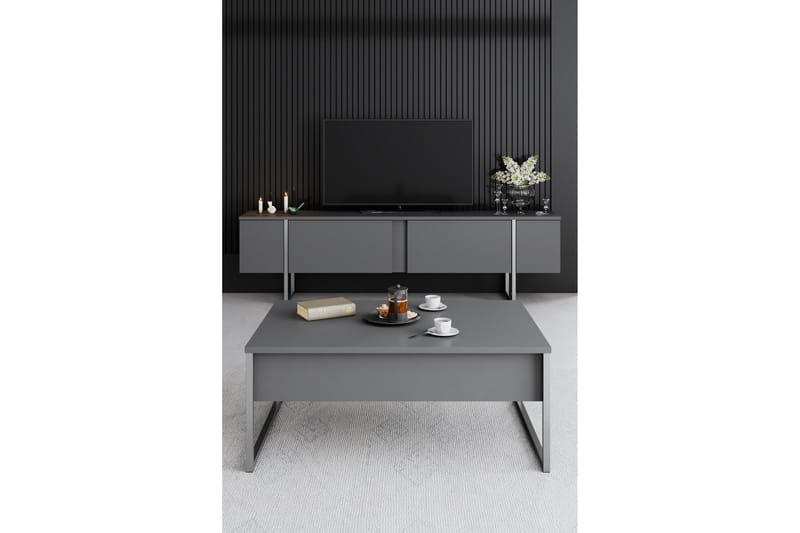 Luxe  Tv-bänk 180 cm Antracit/Silver - Möbler - Vardagsrum - Tv-möbler & mediamöbler - Tv-bänkar