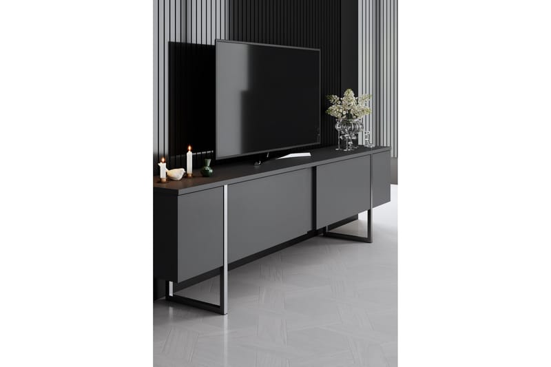 Luxe  Tv-bänk 180 cm Antracit/Silver - Möbler - Vardagsrum - Tv-möbler & mediamöbler - Tv-bänkar