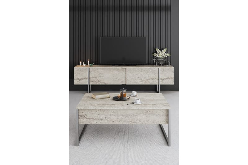 Luxe  Tv-bänk 180 cm Beige/Silver - Möbler - Vardagsrum - Tv-möbler & mediamöbler - Tv-bänkar