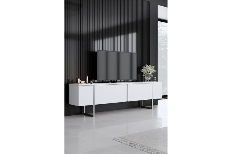 Luxe  Tv-bänk 180 cm Vit/Silver - Möbler - Vardagsrum - Tv-möbler & mediamöbler - Tv-bänkar