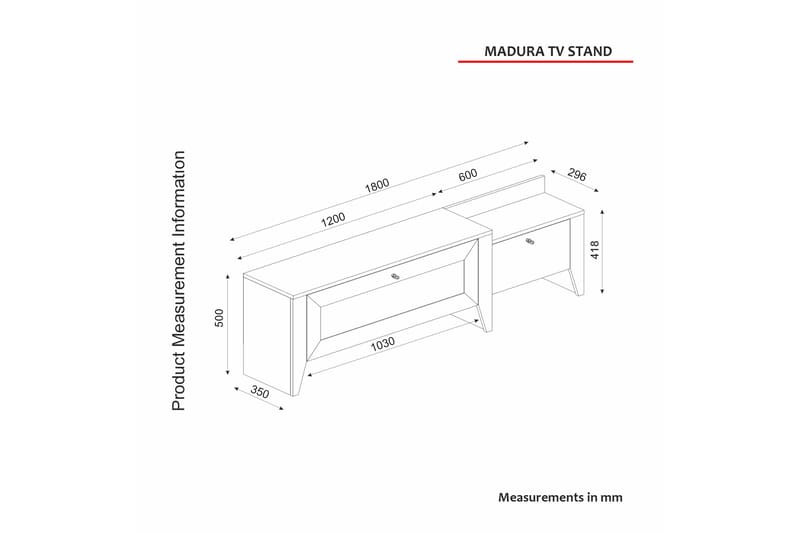 MADURA Tv-bänk 180x35 cm Brun - Möbler - Vardagsrum - Tv-möbler & mediamöbler - Tv-bänkar