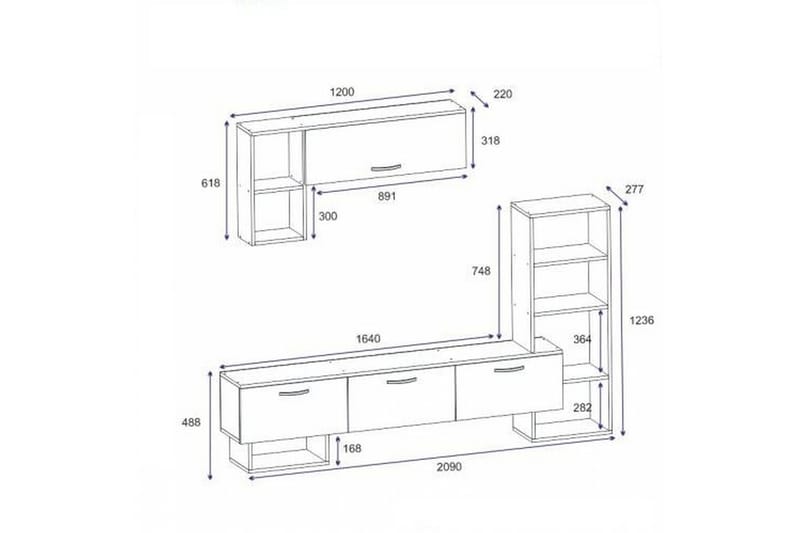 MEGA Tv-möbelset 120x22 cm Brun/Svart - Möbler - Vardagsrum - Tv-möbler & mediamöbler - Tv-möbelset