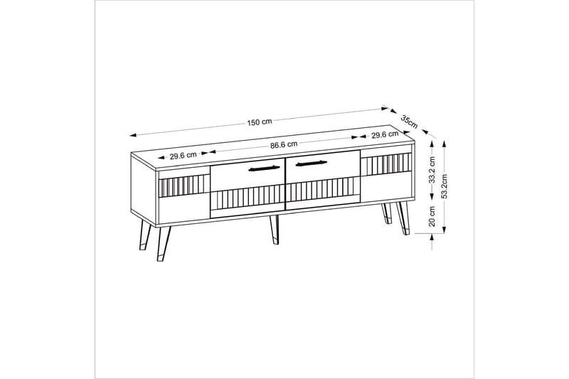 MODA Tv-bänk 150x35 cm Vit/Silver - Möbler - Vardagsrum - Tv-möbler & mediamöbler - Tv-bänkar