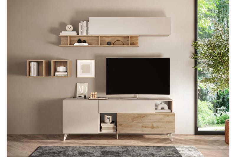 Monaco Tv-bänk 181x42 cm - Brun/Vit - Möbler - Vardagsrum - Tv-möbler & mediamöbler - Tv-bänkar