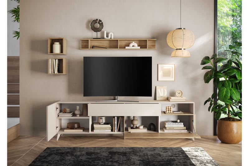 Monaco Tv-bänk 241x42 cm - Brun/Vit - Möbler - Vardagsrum - Tv-möbler & mediamöbler - Tv-bänkar