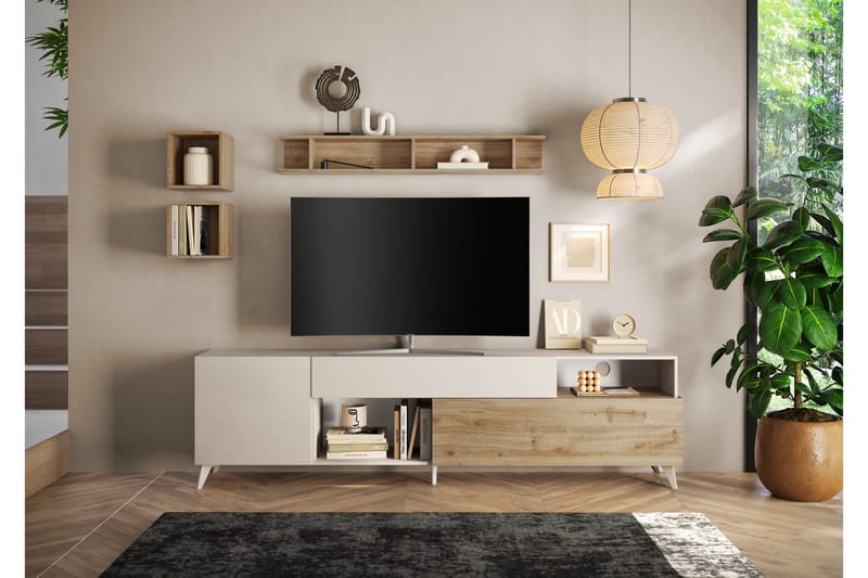 Monaco Tv-bänk 241x42 cm - Brun/Vit - Möbler - Vardagsrum - Tv-möbler & mediamöbler - Tv-bänkar