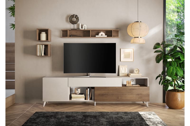 Monaco Tv-bänk 241x42 cm - Brun/Vit - Möbler - Vardagsrum - Tv-möbler & mediamöbler - Tv-bänkar