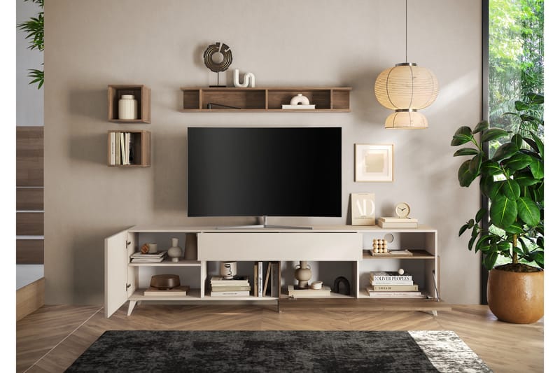 Monaco Tv-bänk 241x42 cm - Brun/Vit - Möbler - Vardagsrum - Tv-möbler & mediamöbler - Tv-bänkar