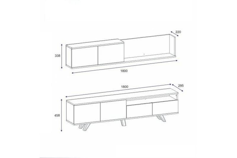 MONO Tv-möbelset 180x22 cm Brun/Svart - Möbler - Vardagsrum - Tv-möbler & mediamöbler - Tv-möbelset