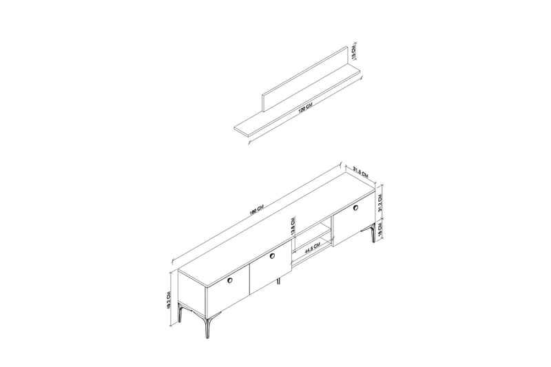 Motto  Tv-bänk 180 cm Ek/Vit - Möbler - Vardagsrum - Tv-möbler & mediamöbler - Tv-bänkar