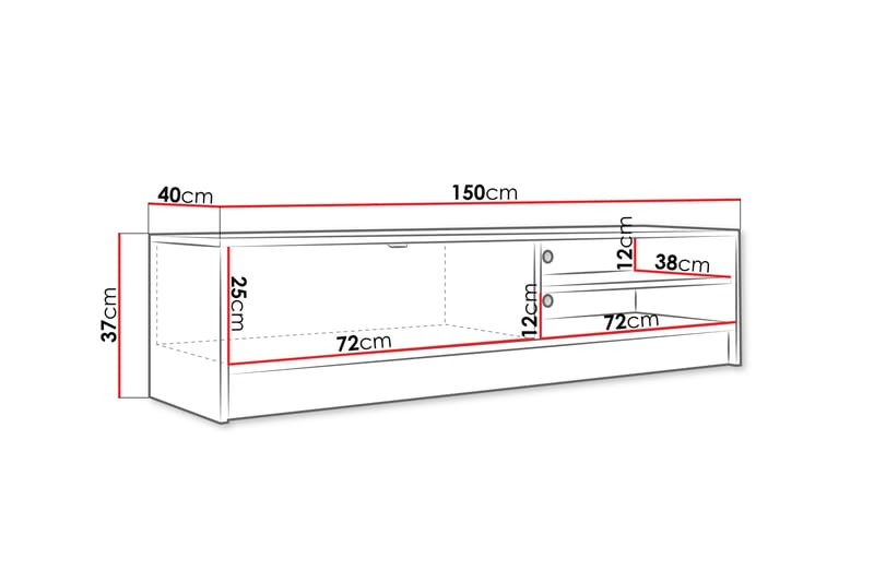 Munkedal Tv-bänk 150 cm Vit - Möbler - Vardagsrum - Tv-möbler & mediamöbler - Tv-bänkar