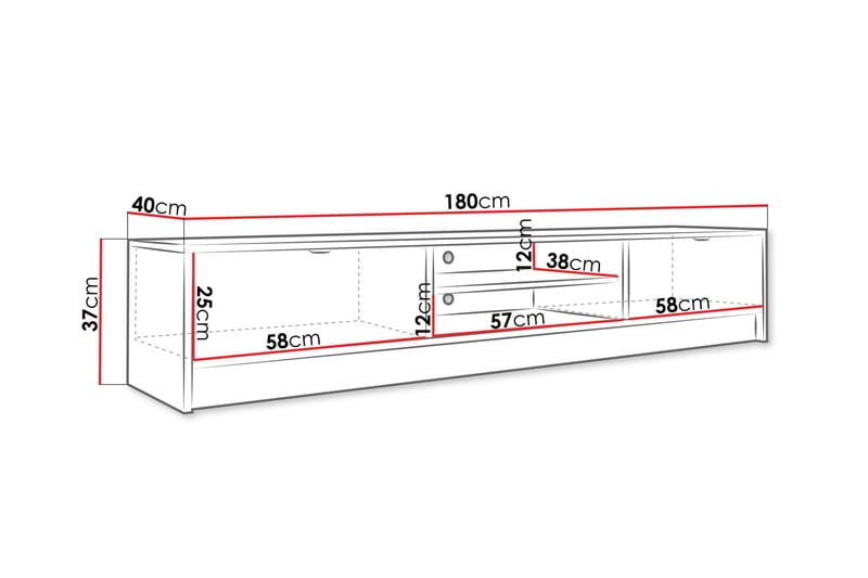 Munkedal Tv-bänk 180 cm Vit - Möbler - Vardagsrum - Tv-möbler & mediamöbler - Tv-bänkar