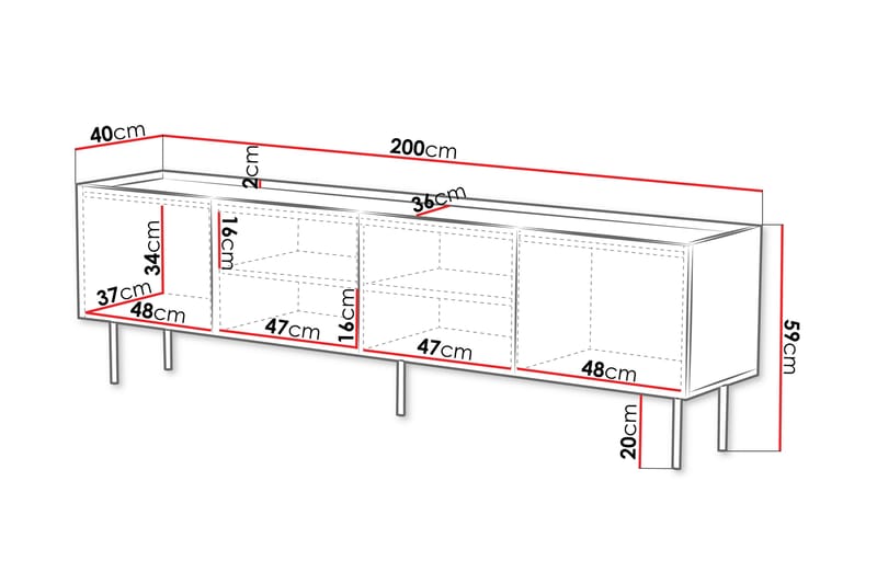 Munkedal Tv-bänk 200 cm Vit - Möbler - Vardagsrum - Tv-möbler & mediamöbler - Tv-bänkar