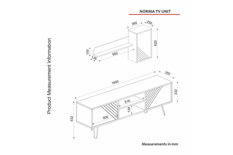 NORMA Tv-möbelset 160x35 cm Brun - Möbler - Vardagsrum - Tv-möbler & mediamöbler - Tv-möbelset