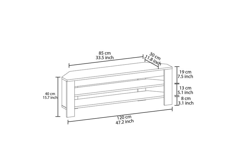 Oderzo Tv-bänk 120 cm - Ek - Möbler - Vardagsrum - Tv-möbler & mediamöbler - Tv-bänkar