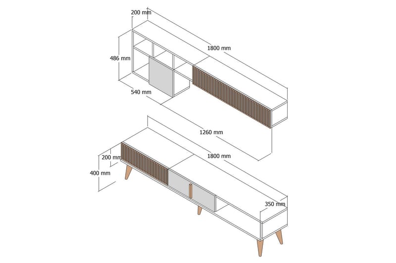 OZZERO Tv-bänk 180 cm Valnöt/Antracit - Möbler - Vardagsrum - Tv-möbler & mediamöbler - Tv-bänkar