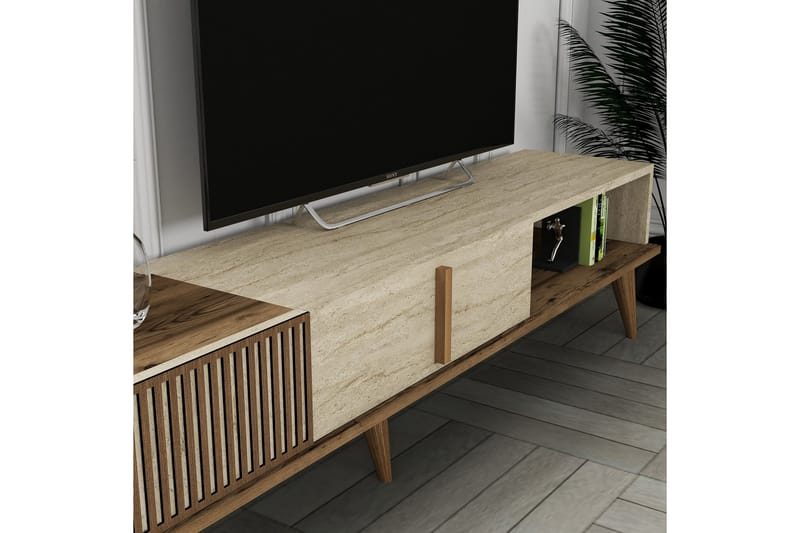 OZZERO Tv-bänk 180 cm Valnöt/Beige - Möbler - Vardagsrum - Tv-möbler & mediamöbler - Tv-bänkar