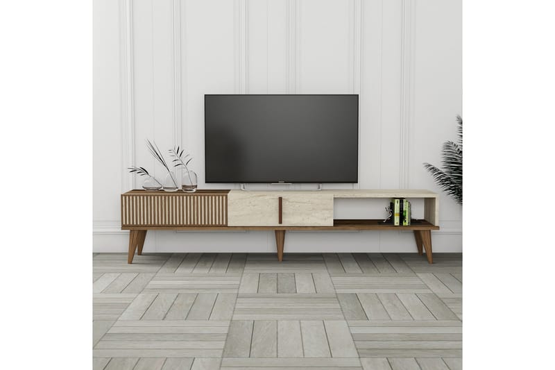 OZZERO Tv-bänk 180 cm Valnöt/Beige - Möbler - Vardagsrum - Tv-möbler & mediamöbler - Tv-bänkar