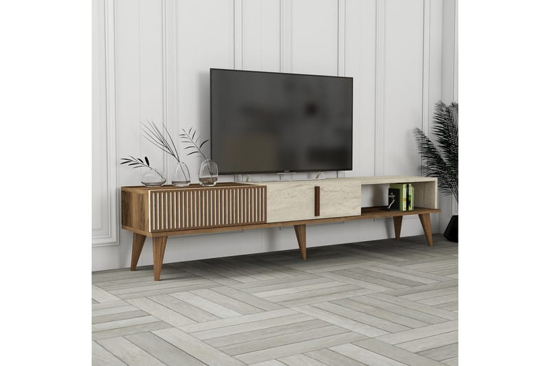 OZZERO Tv-bänk 180 cm Valnöt/Beige - Möbler - Vardagsrum - Tv-möbler & mediamöbler - Tv-bänkar