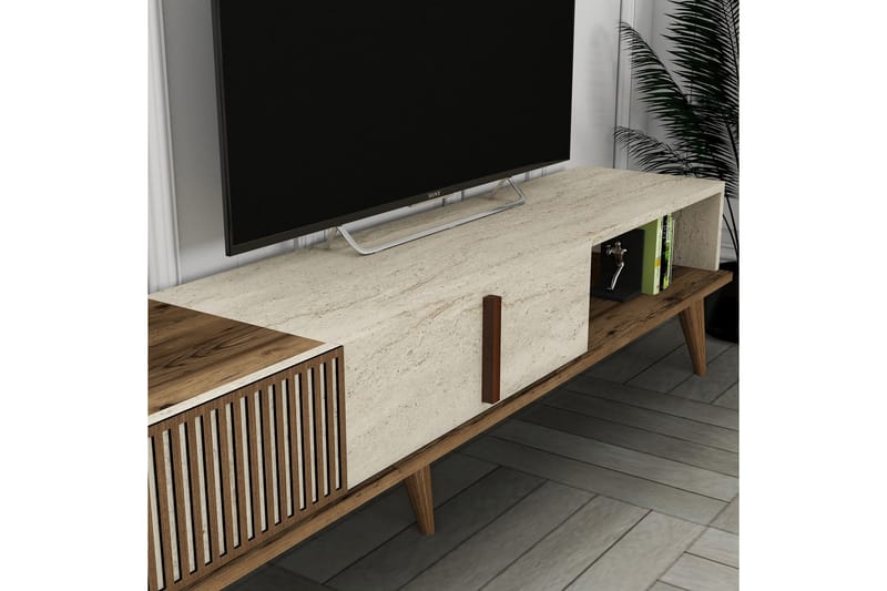 OZZERO Tv-bänk 180 cm Valnöt/Beige - Möbler - Vardagsrum - Tv-möbler & mediamöbler - Tv-bänkar