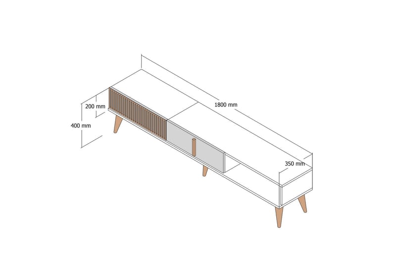 OZZERO Tv-bänk 180 cm Valnöt/Beige - Möbler - Vardagsrum - Tv-möbler & mediamöbler - Tv-bänkar