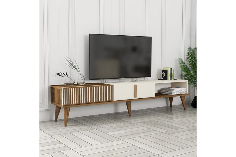 OZZERO Tv-bänk 180 cm Valnöt/Cream - Möbler - Vardagsrum - Tv-möbler & mediamöbler - Tv-bänkar