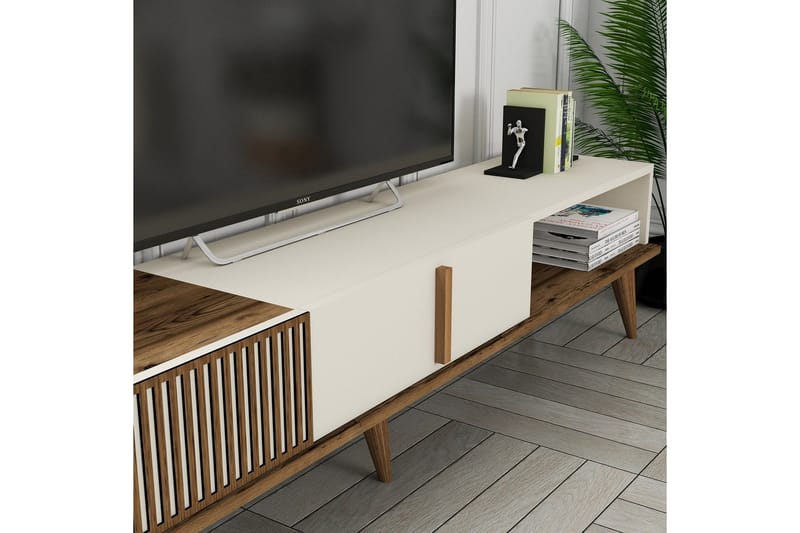 OZZERO Tv-bänk 180 cm Valnöt/Cream - Möbler - Vardagsrum - Tv-möbler & mediamöbler - Tv-bänkar