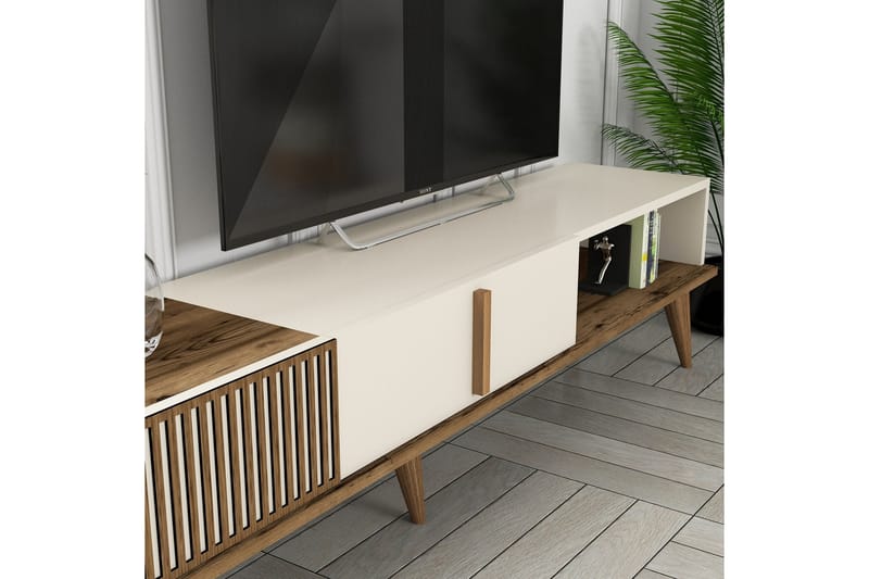 OZZERO Tv-bänk 180 cm Valnöt/Cream - Möbler - Vardagsrum - Tv-möbler & mediamöbler - Tv-bänkar