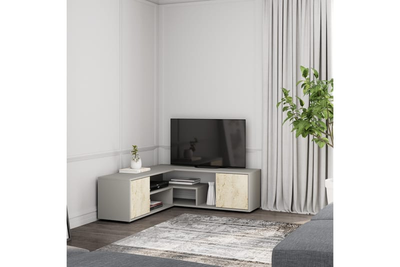 Pienk Tv-bänk 125 cm - Grå/Travertine - Möbler - Vardagsrum - Tv-möbler & mediamöbler - Tv-bänkar