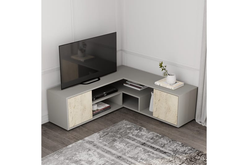 Pienk Tv-bänk 125 cm - Grå/Travertine - Möbler - Vardagsrum - Tv-möbler & mediamöbler - Tv-bänkar