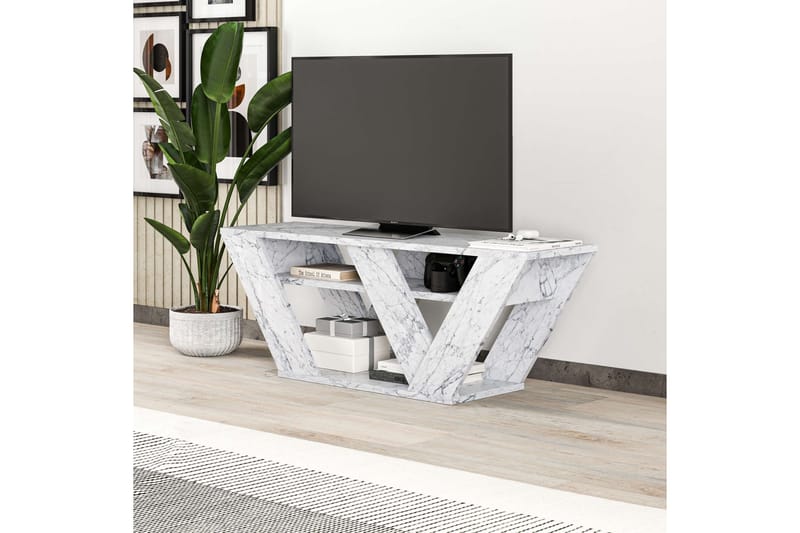 Pipralla Tv-bänk 110 cm Vit marmor - Möbler - Vardagsrum - Tv-möbler & mediamöbler - Tv-bänkar