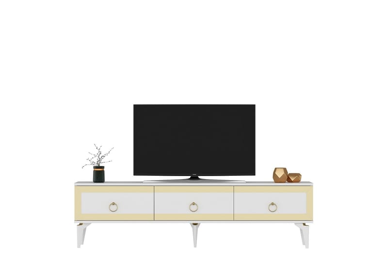 Ponny Tv-bänk 180 cm Vit/Guld - Möbler - Vardagsrum - Tv-möbler & mediamöbler - Tv-bänkar