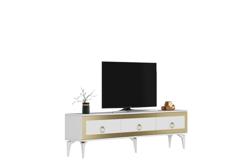 Ponny Tv-bänk 180 cm Vit/Guld - Möbler - Vardagsrum - Tv-möbler & mediamöbler - Tv-bänkar