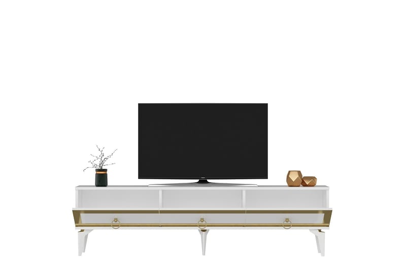 Ponny Tv-bänk 180 cm Vit/Guld - Möbler - Vardagsrum - Tv-möbler & mediamöbler - Tv-bänkar