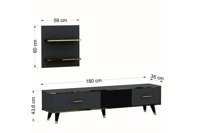 REBELO Tv-möbelset 180x35 cm Svart - Möbler - Vardagsrum - Tv-möbler & mediamöbler - Tv-möbelset