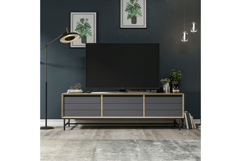 ROSALA Tv-bänk 35 cm Antracit/Svart - Möbler - Vardagsrum - Tv-möbler & mediamöbler - Tv-bänkar