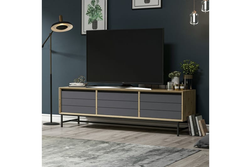 ROSALA Tv-bänk 35 cm Antracit/Svart - Möbler - Vardagsrum - Tv-möbler & mediamöbler - Tv-bänkar