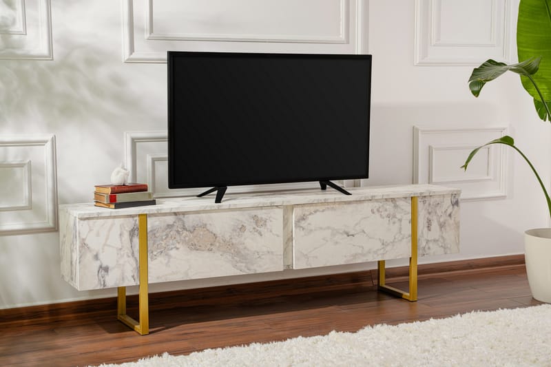 Serenity Tv-bänk 180x30 cm - Marmor/Guld - Möbler - Vardagsrum - Tv-möbler & mediamöbler - Tv-bänkar