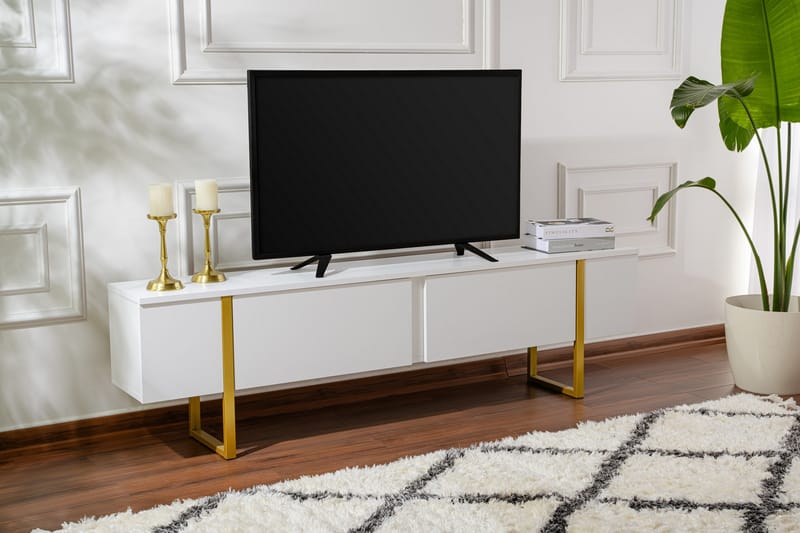 Serenity Tv-bänk 180x30 cm - Vit/Guld - Möbler - Vardagsrum - Tv-möbler & mediamöbler - Tv-bänkar